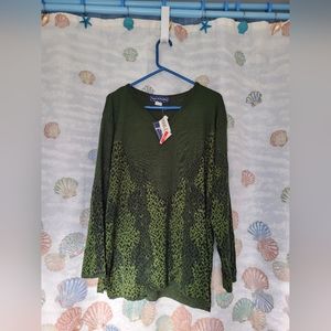 Maggie McNaughton green and black V-neck sweater
